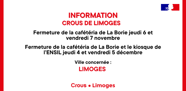 Fermeture cafétéria La Borie et le kiosque de l'ENSIL 1 Perturbations Crous 646 x 318 px 5